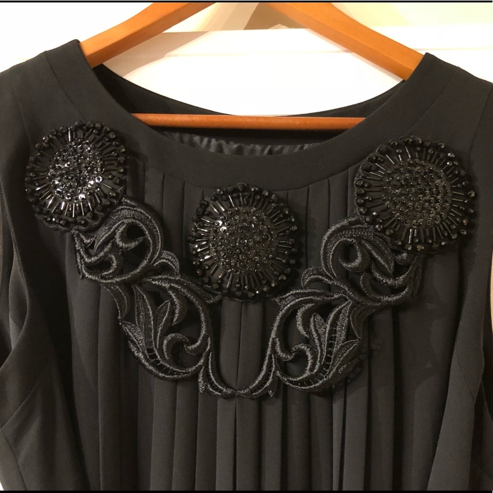 Marina Rinaldi Damerino Pleated Embellished Dress